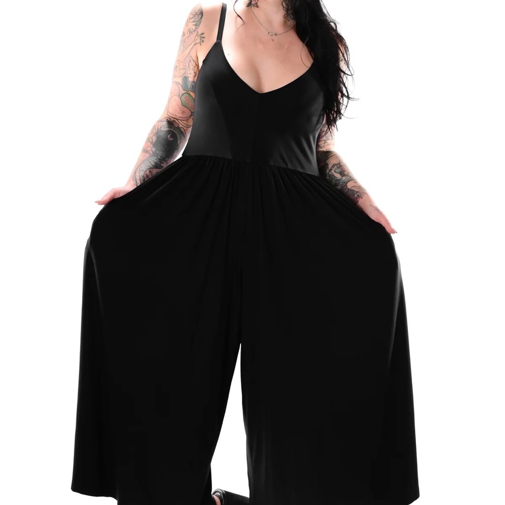 Foxblood New Moon Wide Leg Jumpsuit -plus size 2X adjustable straps & pockets!